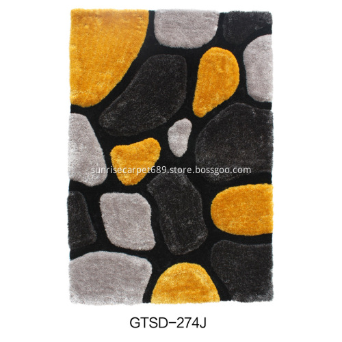 Soft & silk shaggy with 3D design carpet